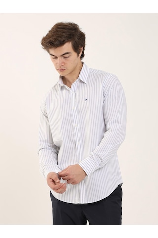 Dufy Beyaz Erkek Slim Fit Brent Yaka Uzun Kol Gömlek - 102399 Beyaz
