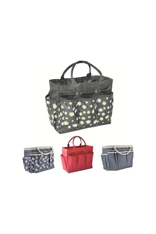 Trendooze Gray Yolyken Çiçekli Çok Amaçlı Bahçe Çantası Fermuarlı Dayanıklı Gri Gaojunshop01 Gri