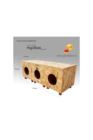 Kedi Kulübesi Profesyonel Magicboxes Natural Ahşap Kedi Evi 3'lü 37 x 36 x 93 CM