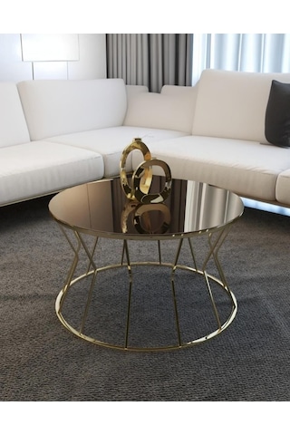Kum Saati Gold Orta Sehpa Bronz Aynalı