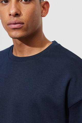 AC&Co / Altınyıldız Classics Erkek Lacivert Oversize Fit Bol Kesim Bisiklet Yaka Düz Sweatshirt 4A5221200005LACL Lacivert