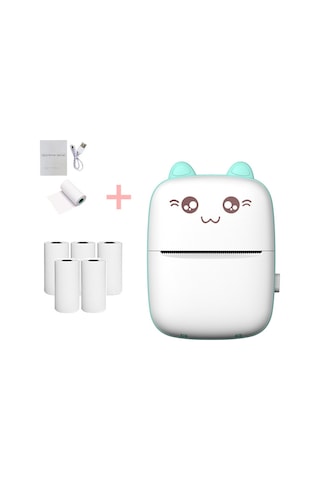 Cbtx Etiket Taşınabilir Termal Fotoğraf Yazıcısı Öğrenci Mini Yazıcı Mavi