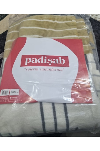 Padişah Halı Çift Kişilik Battaniye 200 240 Cm Krem Sarı Gri