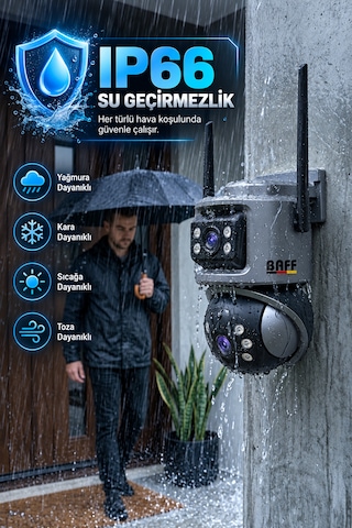 Baff Ics-5632 6mp Çift Lens Wifi Akıllı Güvenlik Kamerası Ptz Aı İnsan Algılama Hareket Takip Gece Görüşlü