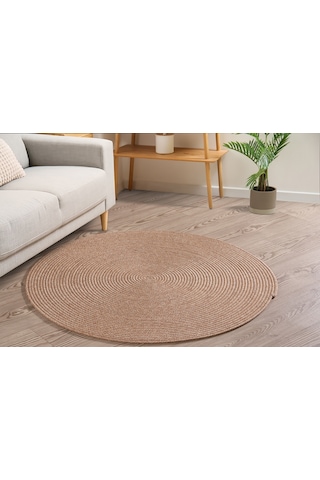 Klappe Jüt Hasır Oval Halı Bej