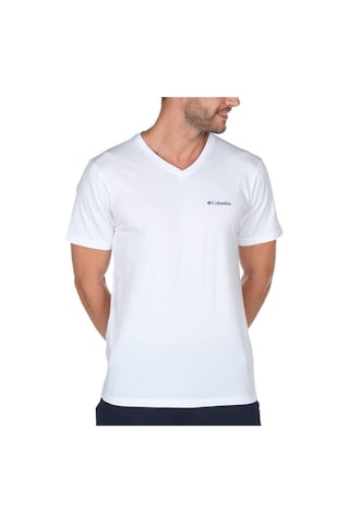 Columbia Brushed V Neck Erkek V Yaka Beyaz Tişört CS0288-100 Beyaz