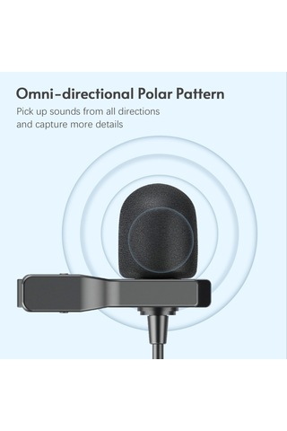 Skycıty Universal Tipi, Tam Yönlü Kondansatörlü 6 Metre Kablo Uzunluğunda 3.5mm Trrs Bağlantılı Kıskaç Mikrofon