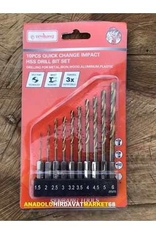 Senbang Hss Bits Ahşap Metal Delici Uç Seti 1/4 Uyumlu 10pcs