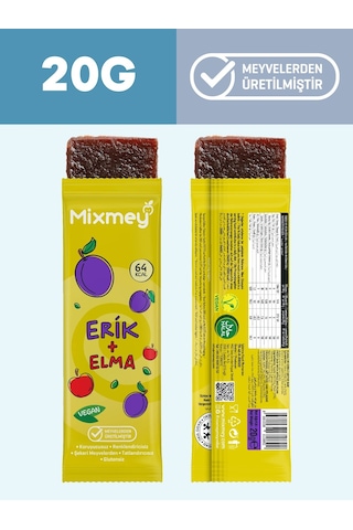 Mixmey Erik Meyve Barı 24 Adet | Atıştırmalıklar – Vegan, Glutensiz, Koruyucusuz (20GR X 24 ADET)