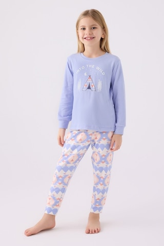 Kız Çocuk Mavi Uzun Kol Pijama Takım Mor