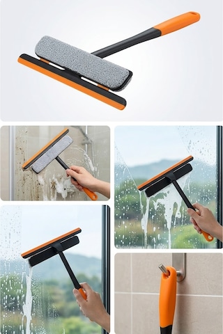 Thentech Mikrofiber Süngerli Ve Çekçekli Çok Amaçlı Cam Silme Aparatı Pratik Temizleyici