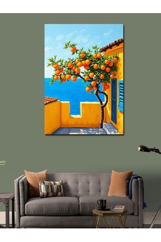 Kanvas Tablo Portakal Ağacı Ve Akdeniz 50cmx70cm