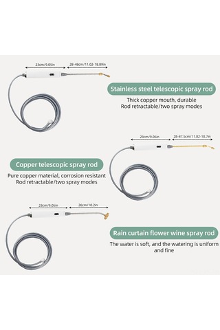 Vkemall Bahçe Sulama Elektronik Sprey, 3 Ayar Atomize, Geri Çekilebilir Çelik Top, 3m Hortum, Batarya Dahil