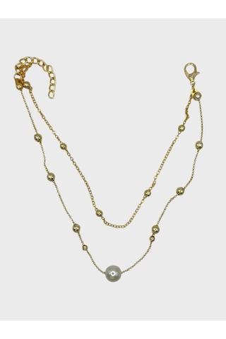 Arnes Jewelry Çelik Dorikalı İncili Halhal Ar588nes Gold
