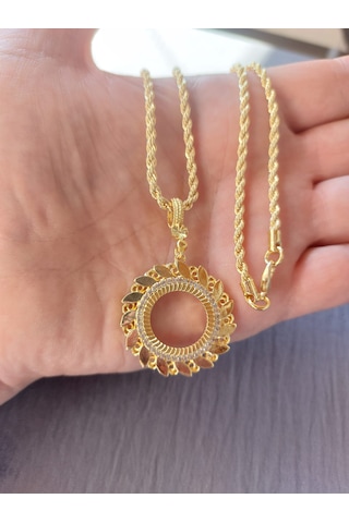 Çeyrek Kolye 22ayar Altın Kaplama 60cm Kolye Altın