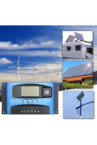 Pazly 40a Mppt Güneş Şarj Kontrol Cihazı, Çift Usb, Lcd Ekranlı, Otomatik Panel Regülatörü