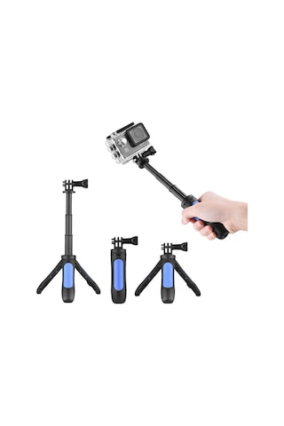 Reedark Mavi Mini Tripod Ve Selfie Stick, Su Geçirmez Kılıfı Olan Spor Kameralar İçin Uyumlu Gopro, Yi, Sjcam