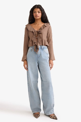 Defacto Regular Fit Dokulu Uzun Kollu Bluz F7657ax25aubn267 Kahve