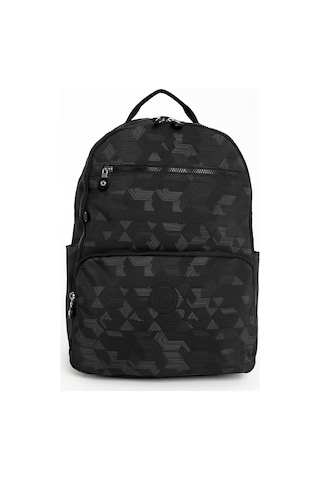 Sanmorris Unisex Suya Dayanıklı Orta Boy Krinkıl Kumaş Siyah Desenli Laptop Okul Ve Seyahat Sırt Çantası Siyah