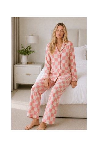 Fit Women Kadın Casual Esnek Bol Pembe Pijama Takımı 4670