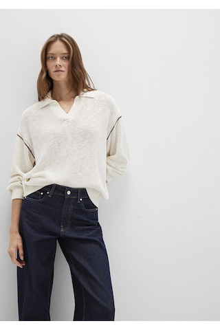 Mavi - Kol Detaylı Bej Triko Polo 1710834-91338 Ekru