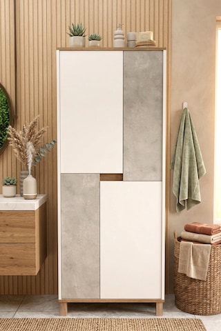 Nord Çok Amaçlı Dolap Mutfak Kiler Erzak Banyo Dolabı 175cm Sepet-beyaz-taş Nd15-sw Beyaz - Gri