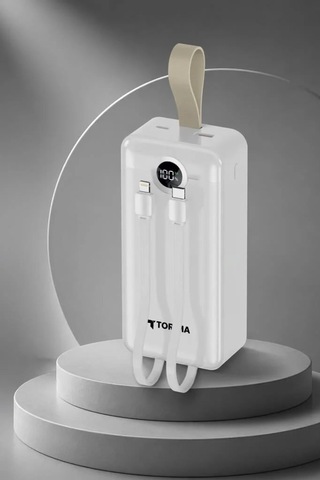 Hızlı Dolum Telefon Pili Enerji Kaynağı Powerbank Dijital Göstergeli Trm1035 Beyaz Çok Renkli