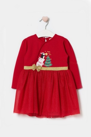 Kız Bebek Beli Fiyonk Detaylı Anvelop Yılbaşı Elbise Nbk-24923 Kırmızı