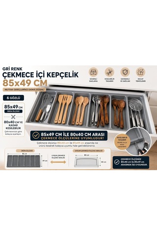 Çekmece Içi Düzenleyici Kepçelik 85x49 Cm / 79x40 Cm'e Kadar Kısaltılabilir Çok Renkli