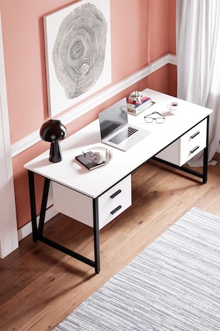 Ms2c Çalışma Masası,ofis Masası - 70x160 Cm - Beyaz - 4 Çekmeceli Ms2c - 4 Çekmeceli - Beyaz
