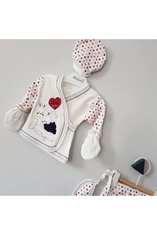 Erkek Bebek Kutulu Tavşan 5li Zıbın Seti Çok Renkli