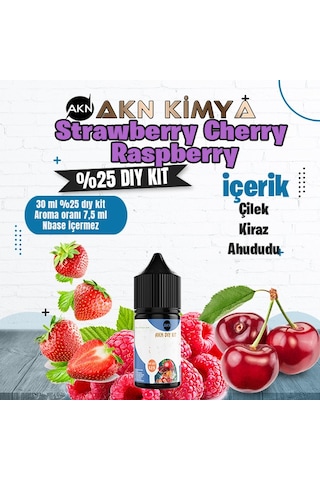 Strawberry Cherry Raspberryyoğun Dıy Kit Çilek Kiraz Ahududu Gıda Aroması %25 Oranda Aroma İçerir Hazır Değildir 30 Ml