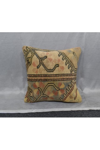 Zehra Abla Halı Vintage El Dokuma Dekoratif Halı Kırlent Yastık Kılıfı 6702 Çok Renkli