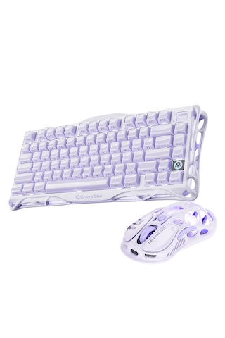 Gravastar Mercury K1 Mekanik Gaming Klavye Ve M1 Pro Kablosuz Optik Mouse Seti, Lavender Purple