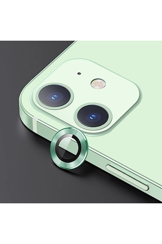 Usams iPhone Uyumlu 12 - 12 Mini 3d Metal Çerçeveli Kamera Lens Koruyucu-1852