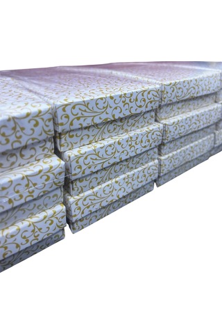 Karton Süngerli Beyaz Gold Çizgili Renk 8/6 Cm 48 Adet Üçlü Set Takı Kutusu Çok Renkli