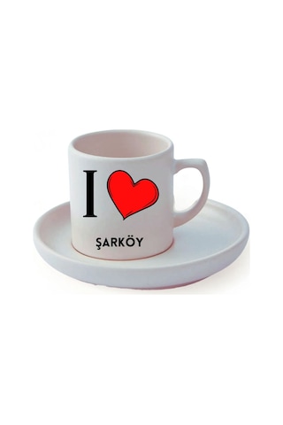 I Love Memeleket Türk Kahve Fincanı Ve Altı 343611 Beyaz