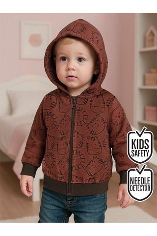 Denokids Hayvanlar Erkek Bebek Kahverengi Sweatshirt Çok Renkli