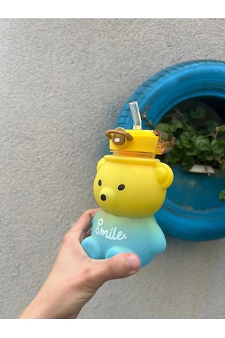 Ayıcık Model Su Matarası Su Şişesi Suluk 800 Ml Bpa Içermez Sarı-mavi Sarı Plastik Diğer
