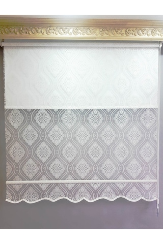 N11 Özel Osmanlı Motifli Damaks Çift Mekanizmalı Tül Stor Perde