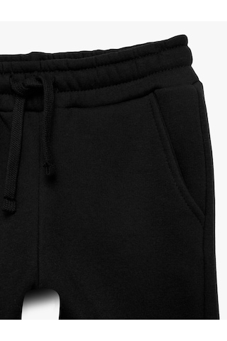 Koton Cep Detaylı Beli Lastikli Pamuklu Şardonlu Jogger Eşofman Altı Siyah 7wkb40063tk