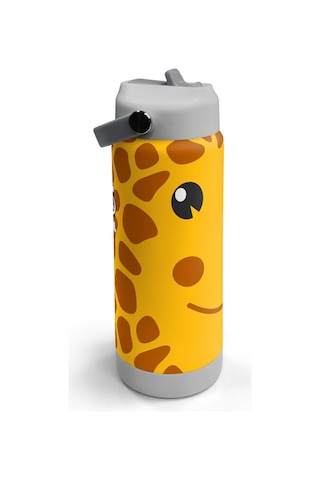 Coral High Zürafa Desenli Katlanır Ağızlıklı Çelik Termos 650 Ml 38344 Sarı
