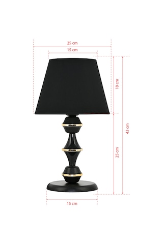 Gold Halkalı Berlin Abajur Masa Lambası Siyah Siyah - Altın