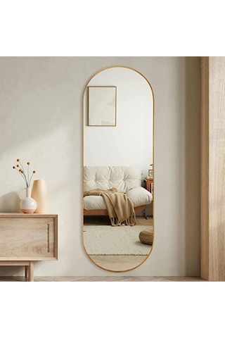 Model Alfa Dekoratif Ayna Boy Aynası Mdf 180cm X 62 Cm Elips Ayna Gold