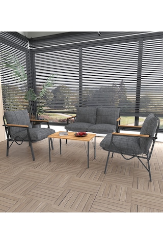 Doruk Home Balkon, Bahçe, Cafe, Metal Koltuk Takımı, Bahçe Takımı , Çay Seti, 2 1 1 Antrasit
