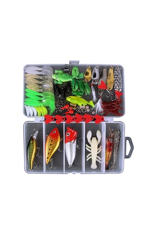 Yuntech01 78 Parça Metal Ve Plastik Olta Yemi Seti - Minnow, Popper, Spoon Yemleri İle Olta Kutusu