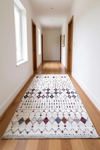 Etnik Desen Modern Halı Dekoratif Kilim Bej
