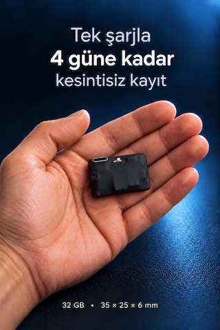 32 Gb Mini Ses Kayıt Cihazı 4 Güne Kadar Kesintisiz Kayıt, Sese Duyarlı, Kulaklık Ve Type-c Otg