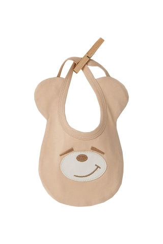 Andywawa Erkek Bebek Ayıcık Kabartmalı Önlüklü Tulum Takım AC2276 Bej