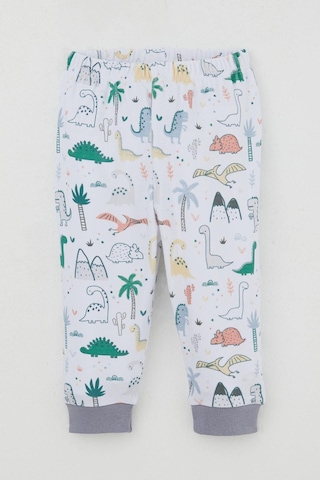 Breeze Erkek Bebek Eşofman Takım Omuzdan Patlı Sevimli Dinozorlar Desenli 4 Ay-1 Yaş, Beyaz Beyaz